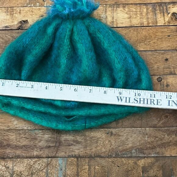 Vintage Donegal Design Knit Hat Mohair and Wool Blend Blue and Green Striped - Picture 9 of 9